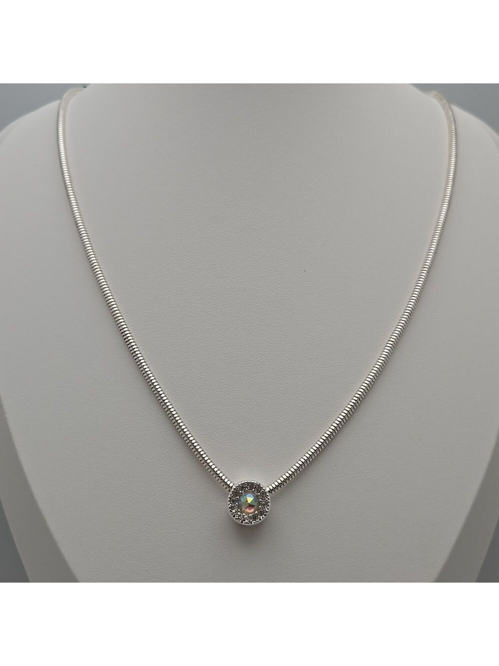 Avon Snake Necklace Crystal Diamond Sparkly Silver tone Pendant Wedding